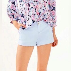 LILLY PULITZER Baby Blue Cotton Stretch Shorts 16 Spring/Summer beach travel